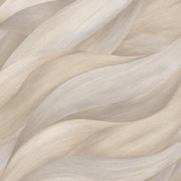 Копринен ефект Тапет 3D Вълни Бежово за Хол Спалня 0.53х10.05 м Пролет