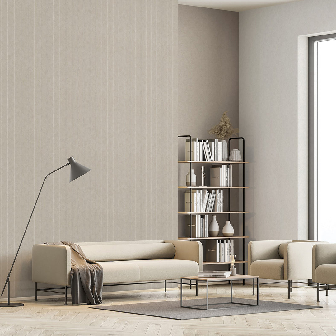 Текстилен ефект Тапет Кремаво сив Пастел плат Еден (Шейдс)