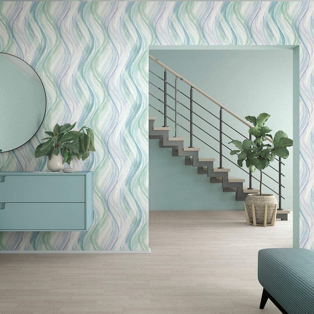 Текстилен ефект Тапет Ментово зелен Пастел плат Еден (Шейдс)