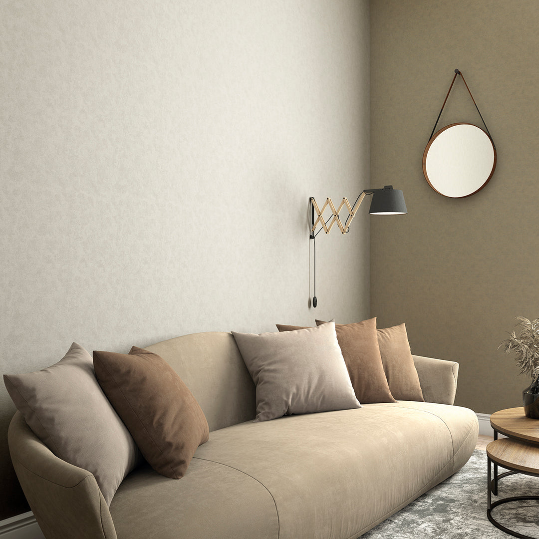 Текстилен ефект Тапет Тъмно бежов Пастел плат Еден (Шейдс)