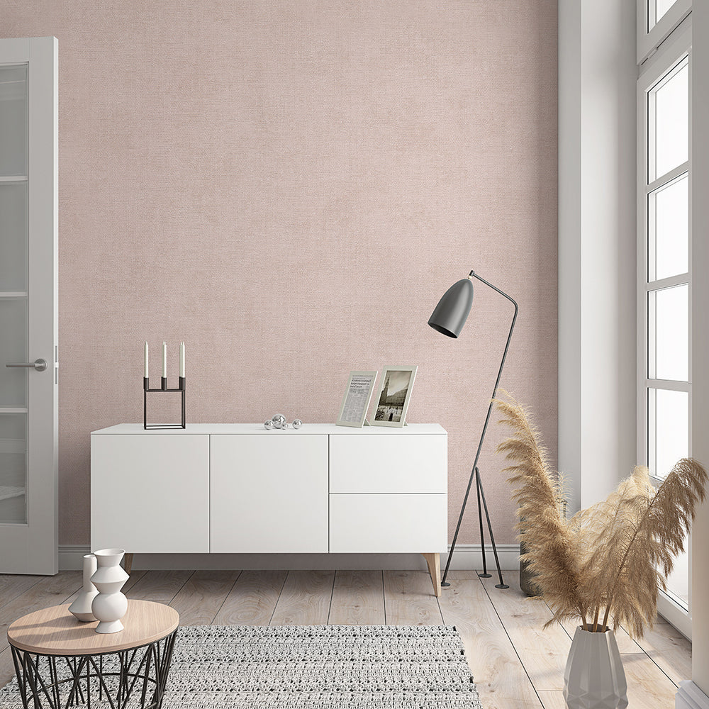 Текстилен ефект Тапет Светло розов Пастел плат Еден (Шейдс)