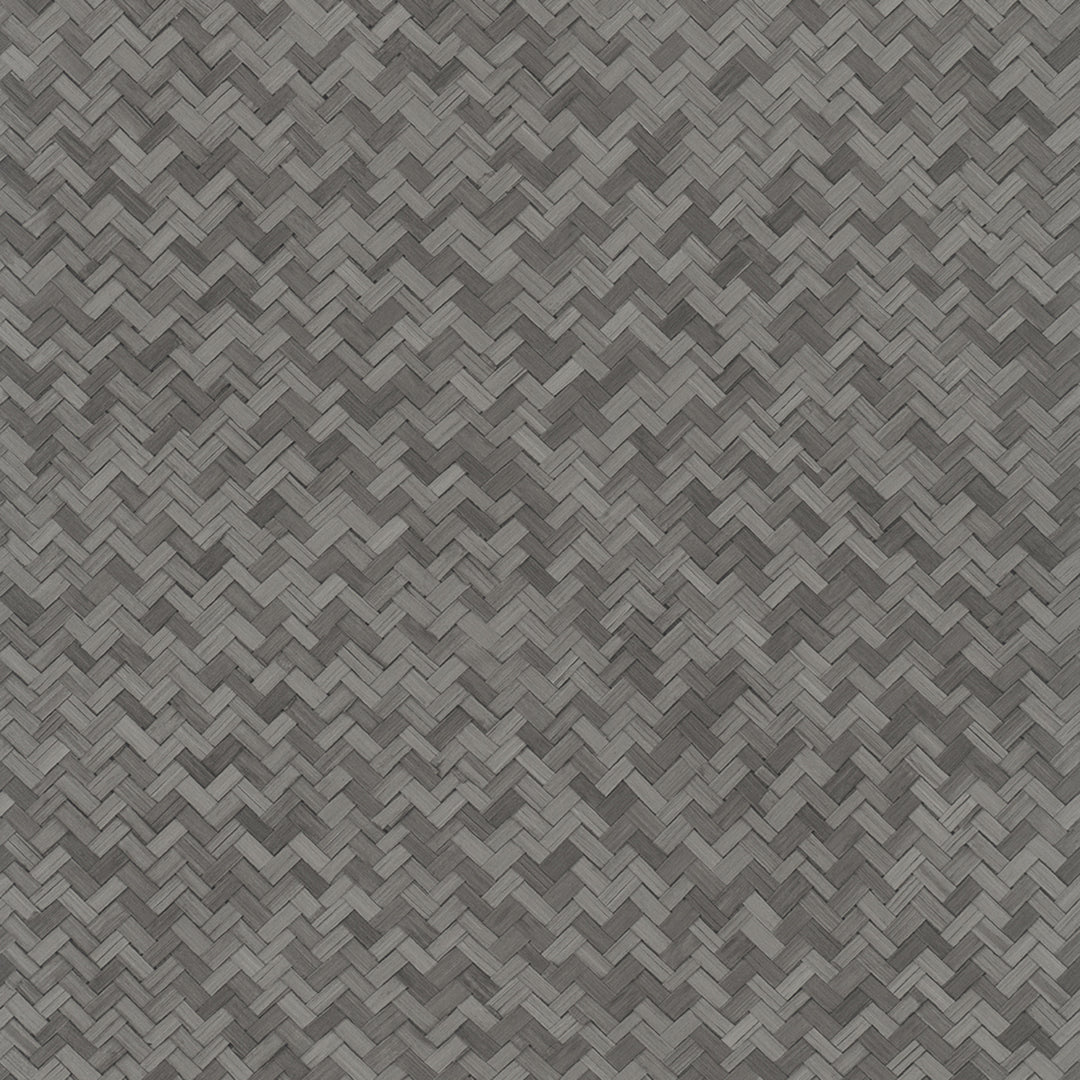 Текстилен ефект Тапет Геометричен Плетеница Антрацит Ботаника