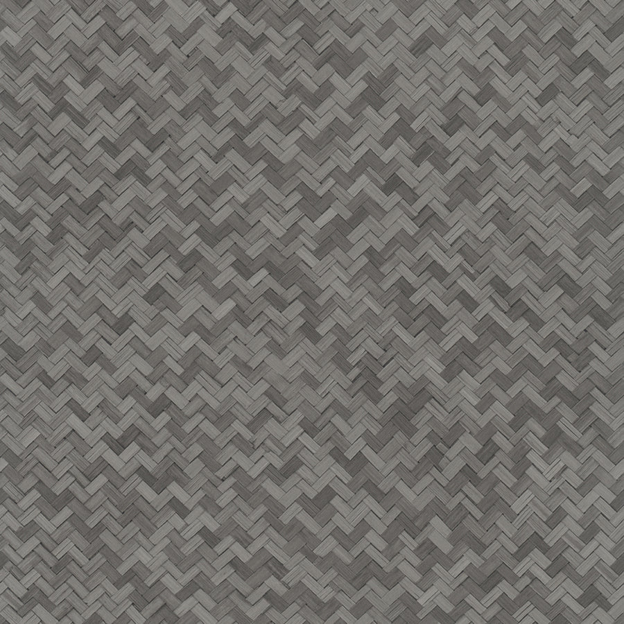 Текстилен ефект Тапет Геометричен Плетеница Антрацит Ботаника