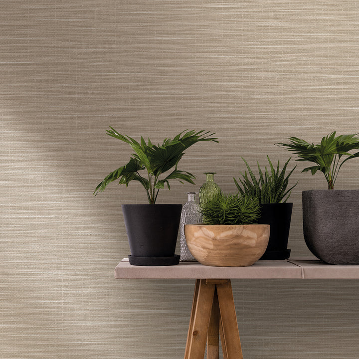 Текстилен ефект Тапет Едноцветен Текстил меланж Беж Ботаника