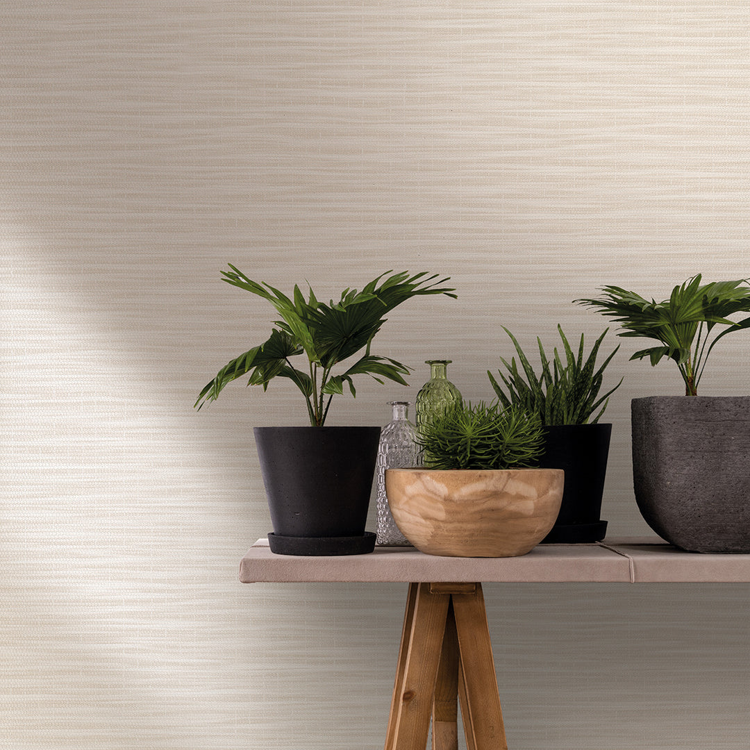 Текстилен ефект Тапет Едноцветен Текстил меланж Крем Ботаника