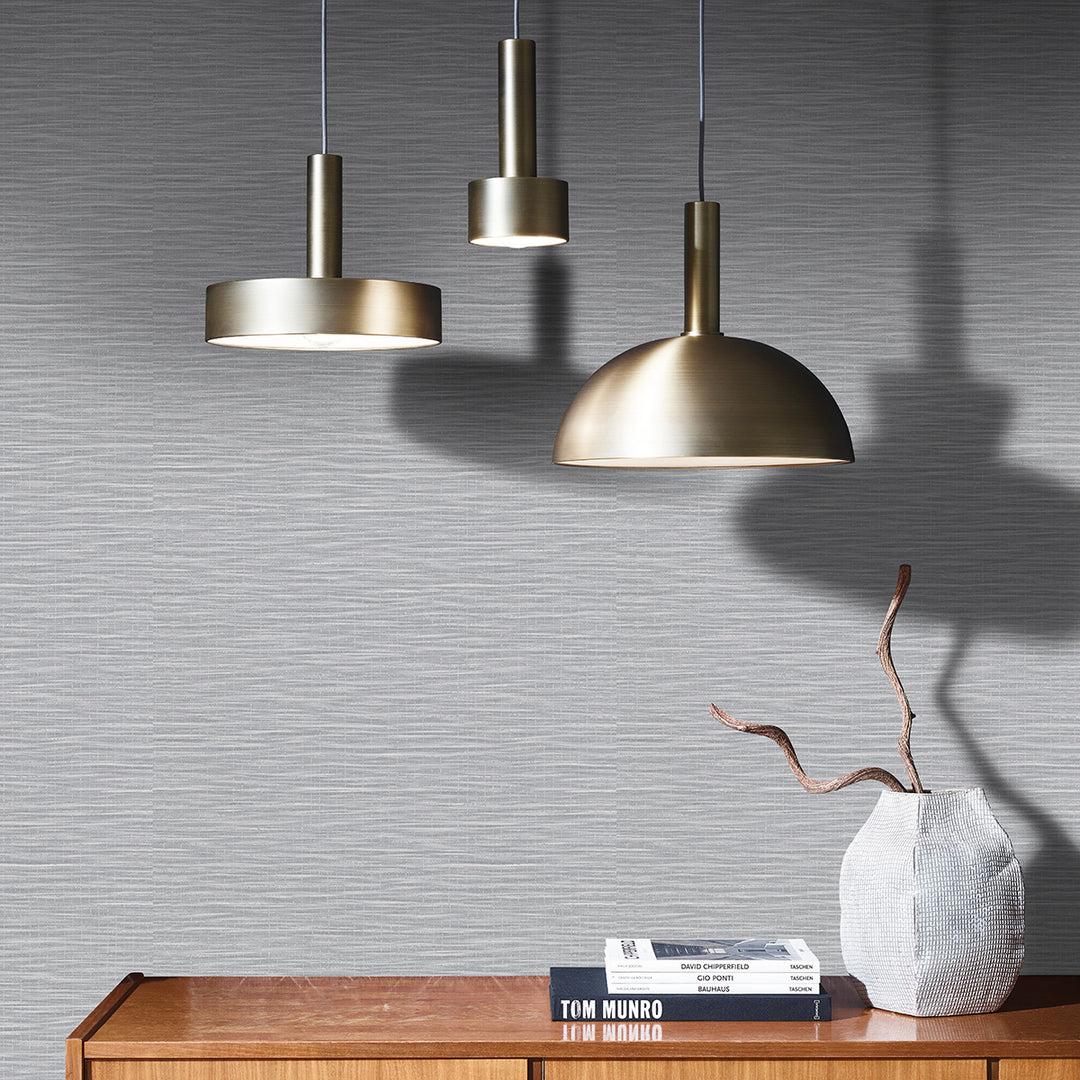 Текстилен ефект Тапет Едноцветен Текстил меланж Сиво Ботаника