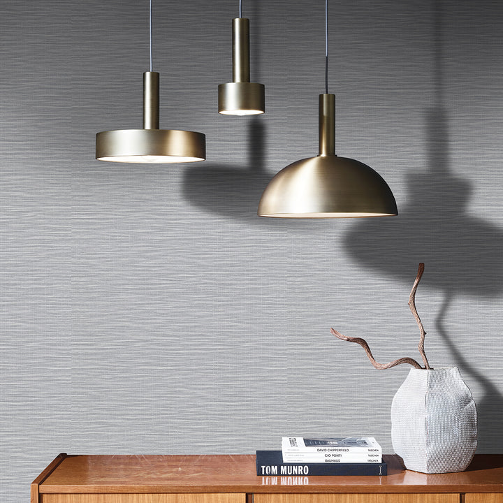 Текстилен ефект Тапет Едноцветен Текстил меланж Сиво Ботаника