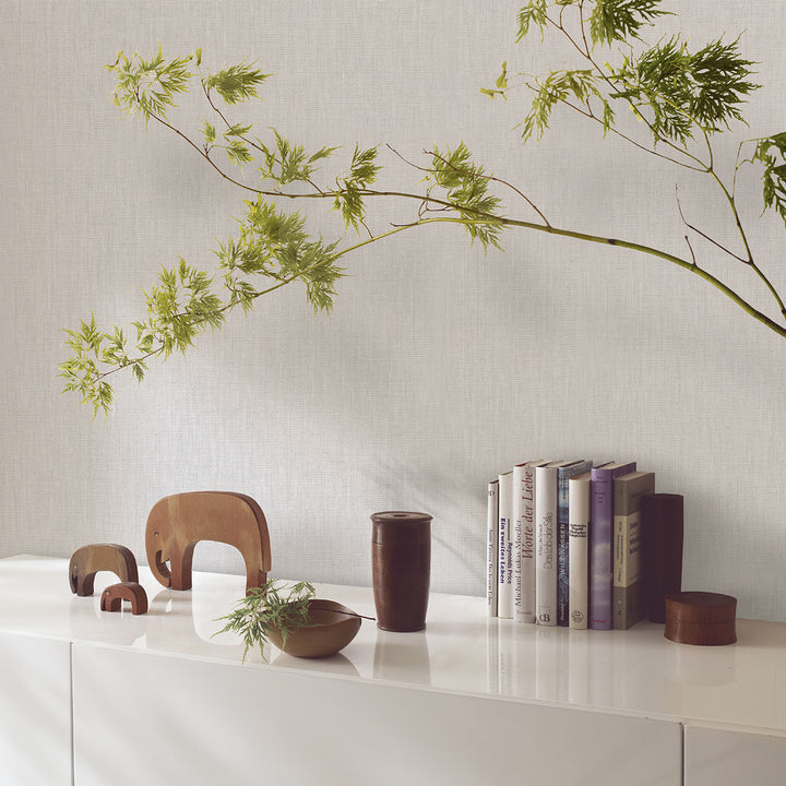 Текстилен ефект Тапет Едноцветен Плат Сиво-лилав Ботаника