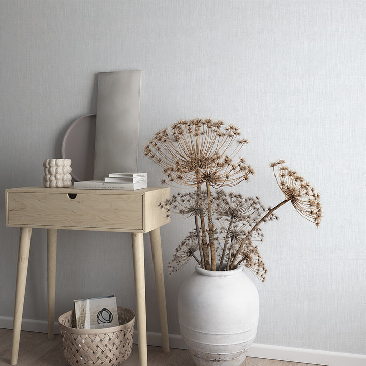 Текстилен ефект Тапет Едноцветен Плат Сиво-лилав Ботаника