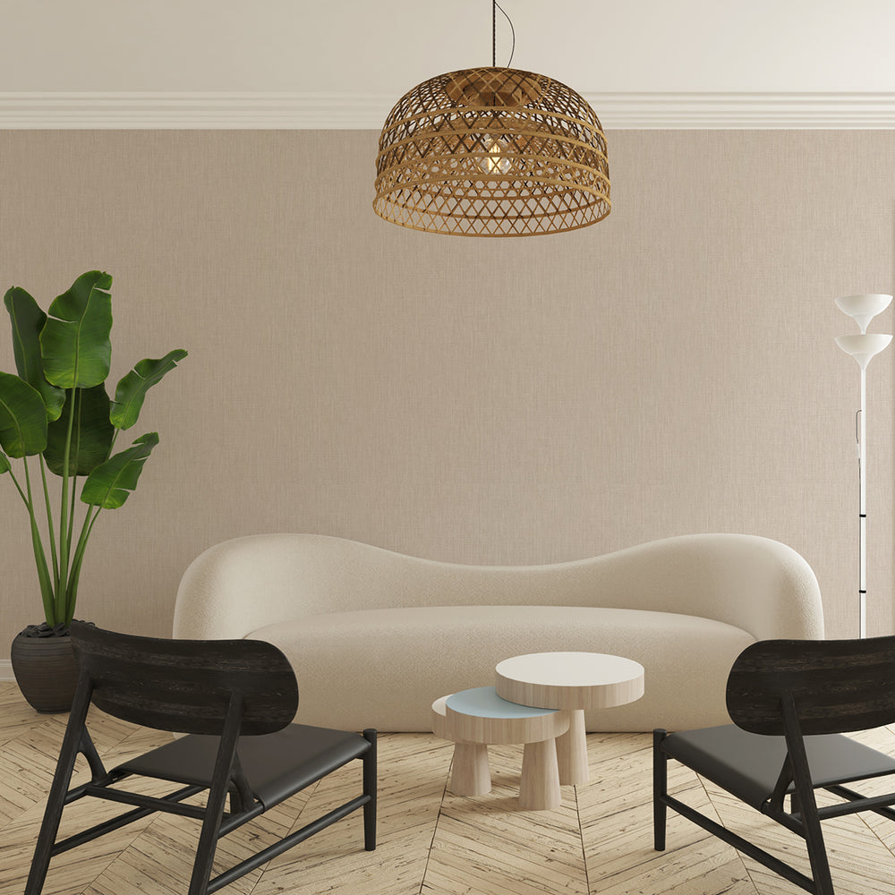 Текстилен ефект Тапет Едноцветен Плат Беж Ботаника