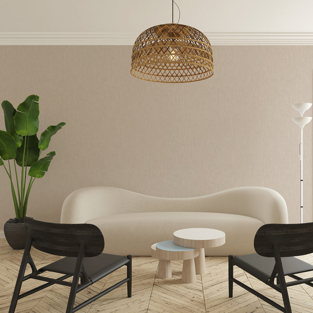 Текстилен ефект Тапет Едноцветен Плат Беж Ботаника