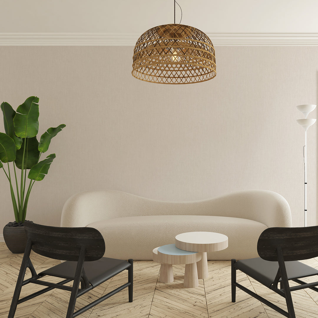 Текстилен ефект Тапет Едноцветен Плат Крем Ботаника