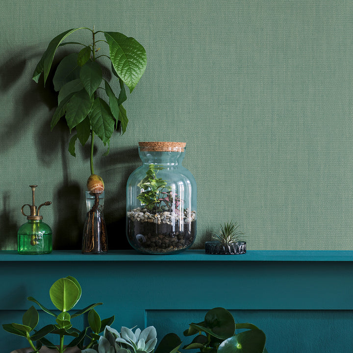 Текстилен ефект Тапет Едноцветен Плат Резеда Ботаника