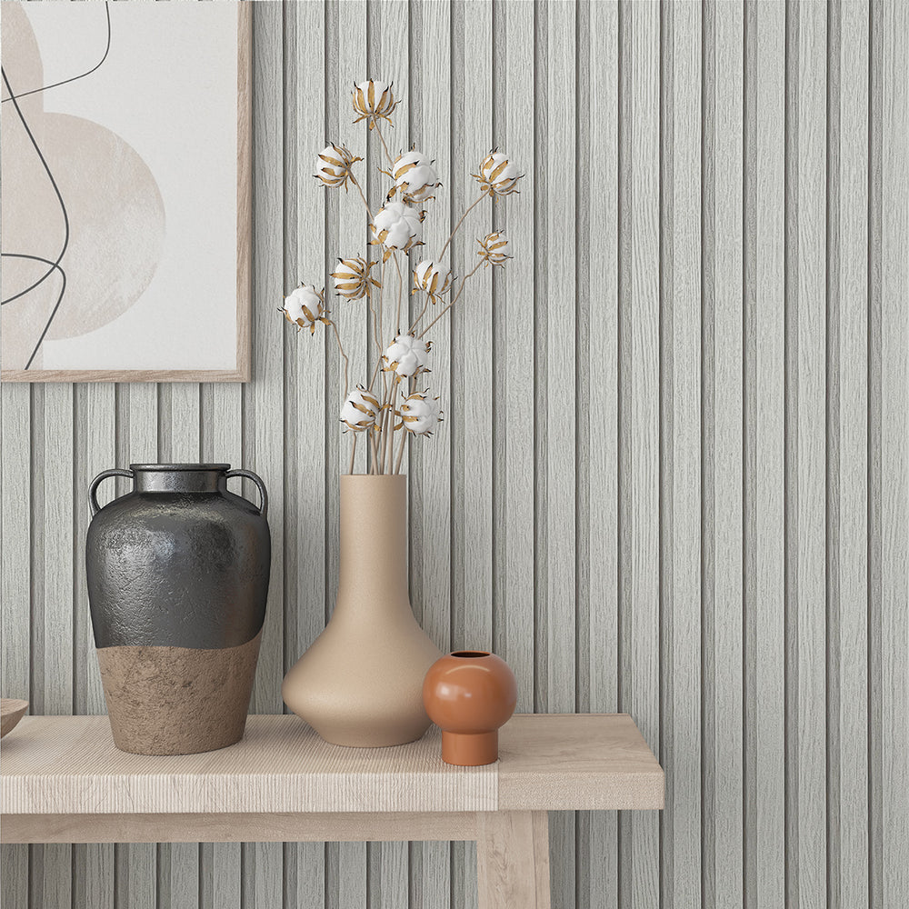 Текстилен ефект Тапет Райе Ламперия Светлосиво Ботаника