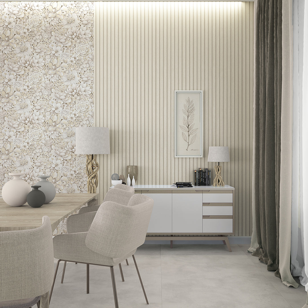 Текстилен ефект Тапет Райе Ламперия Беж Ботаника