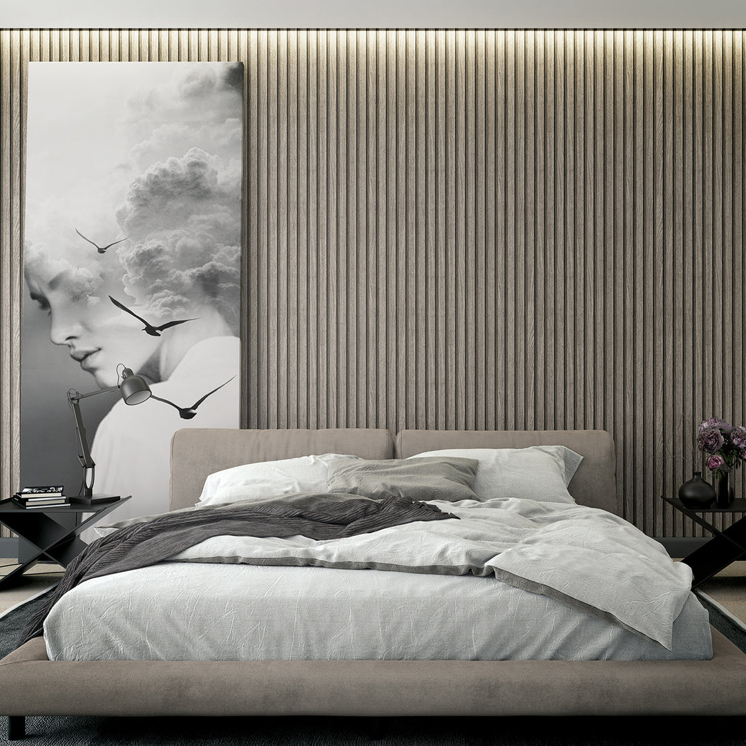 Текстилен ефект Тапет Райе Ламперия Тъмносиво Ботаника