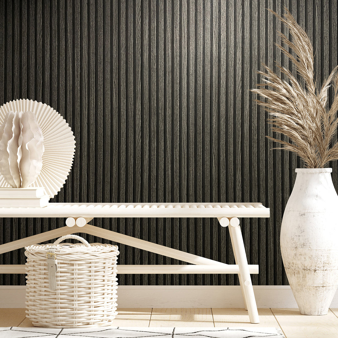 Текстилен ефект Тапет Райе Ламперия Антрацит Ботаника