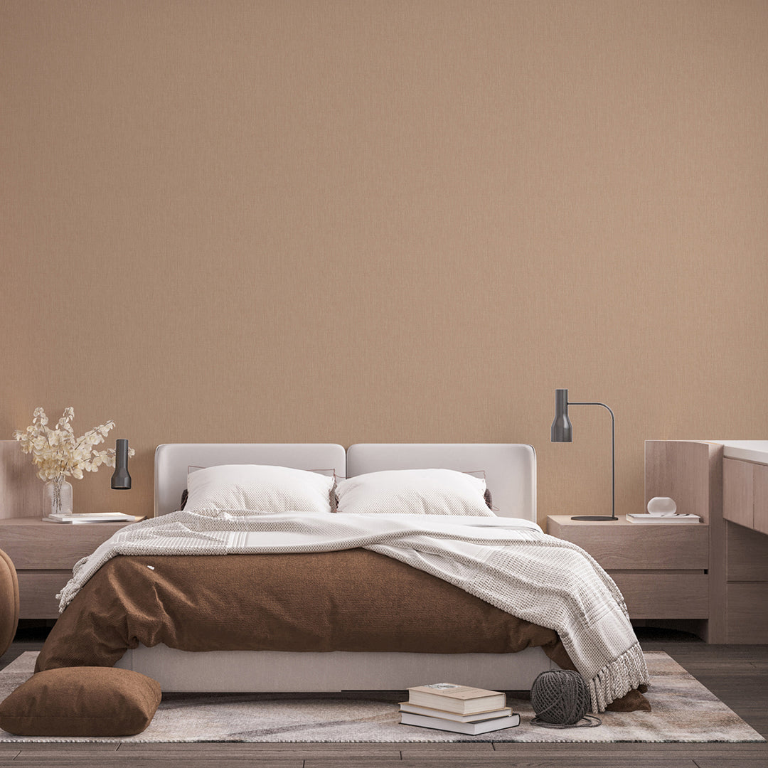 Текстилен ефект Тапет Едноцветен Плат Кафяво Ботаника