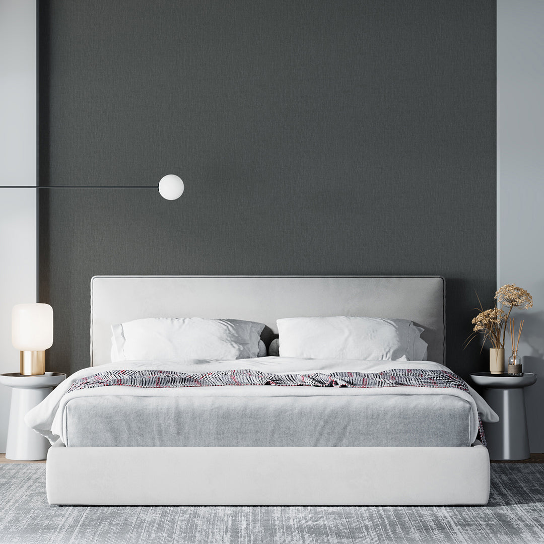 Текстилен ефект Тапет Едноцветен Плат Антрацит Ботаника