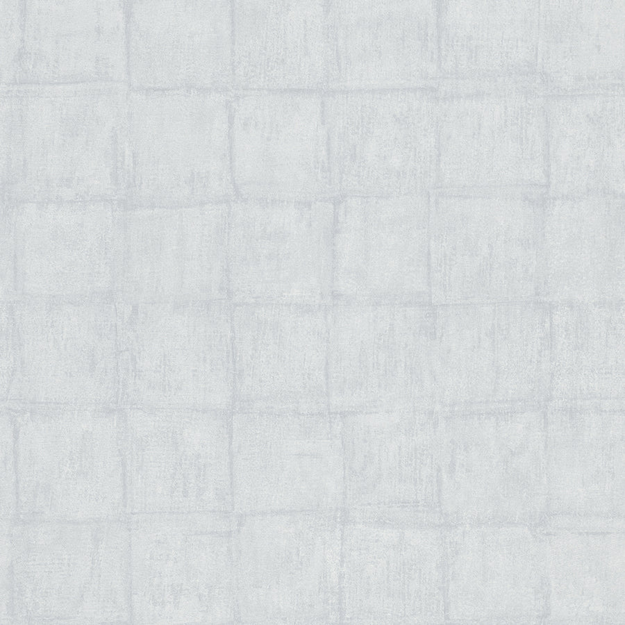 Текстилен ефект Тапет Мазилка Квадрати Сиво-синьо Ботаника