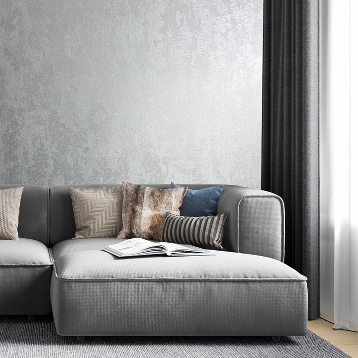 Луксозен копринен ефект Тапет Мазилка Сребърно City Romance