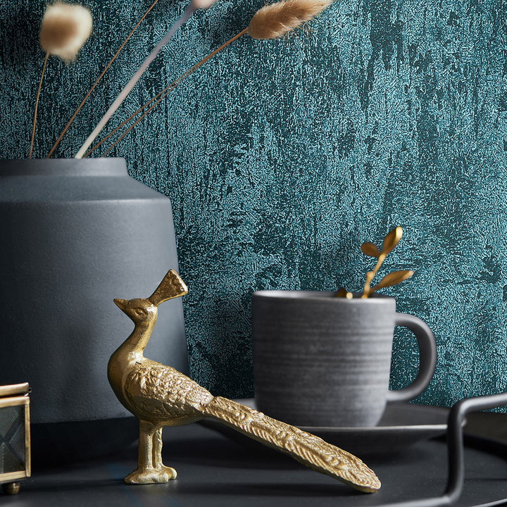 Луксозен копринен ефект Тапет Мазилка Тюркоазено City Romance