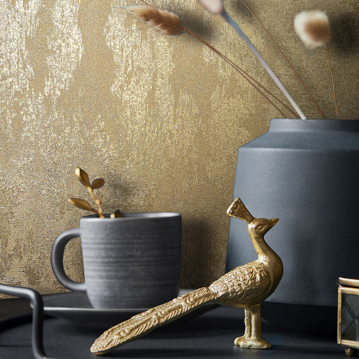 Луксозен копринен ефект Тапет Мазилка Златно City Romance