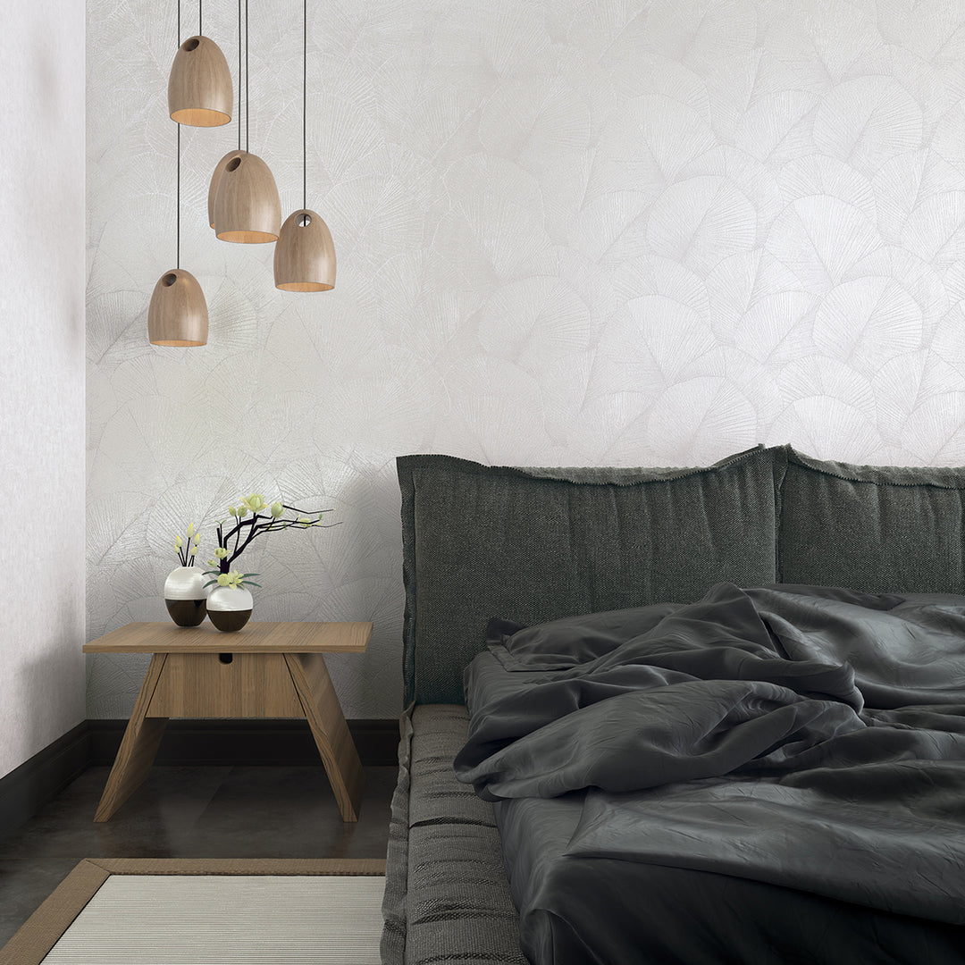 Високоустойчив Тапет Големи листа Бяло Кумано