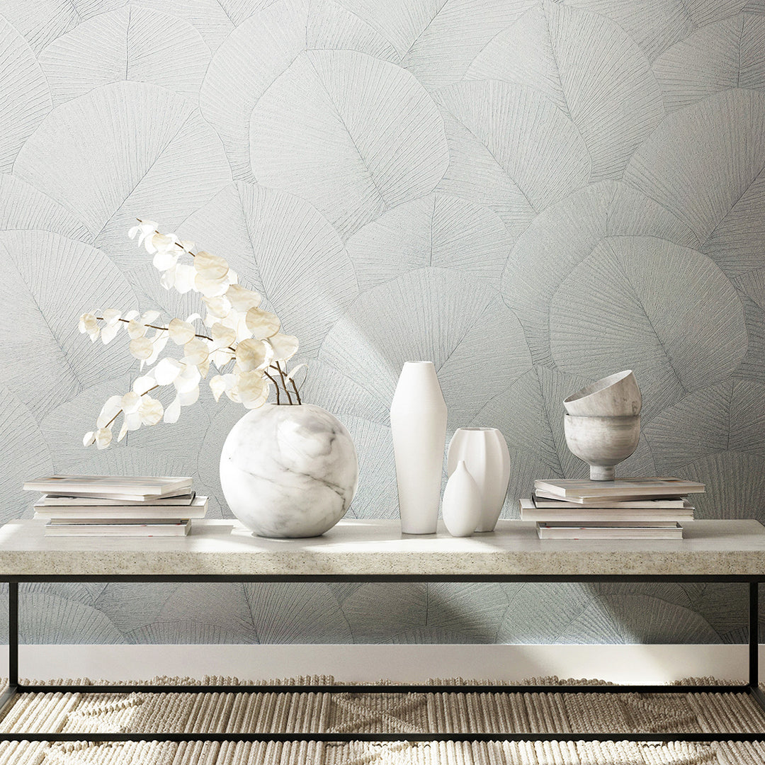 Високоустойчив Тапет Големи листа Бяло Кумано