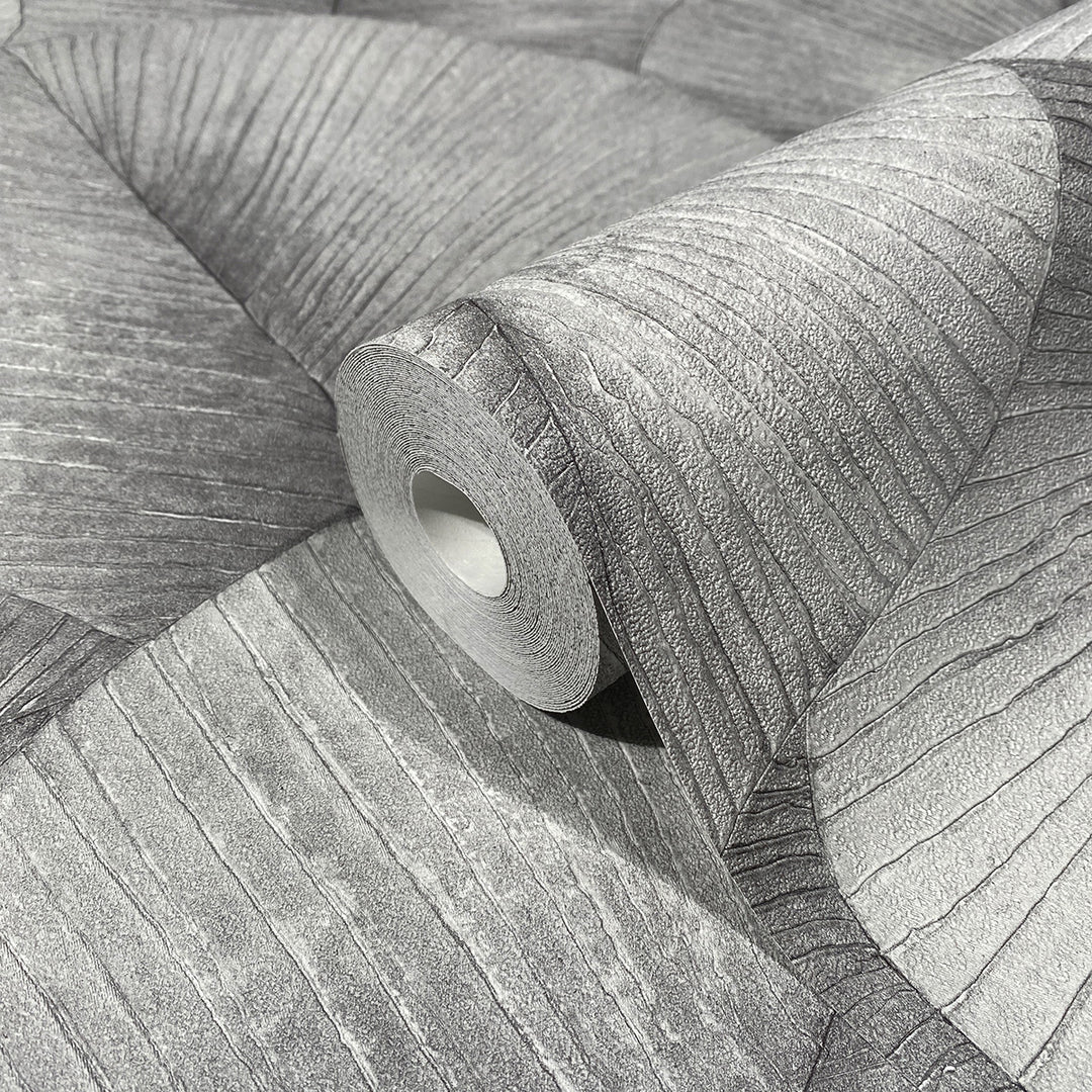 Високоустойчив Тапет Големи листа Сиво Кумано