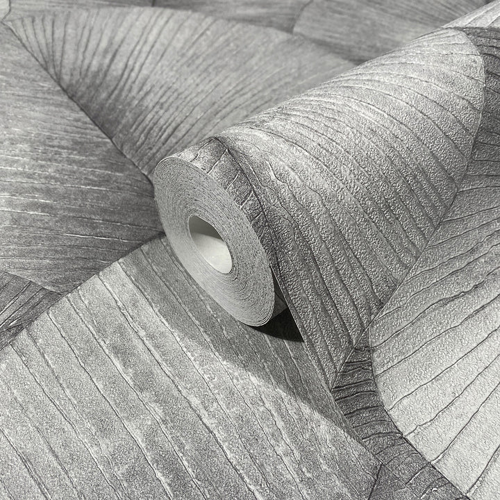 Високоустойчив Тапет Големи листа Сиво Кумано