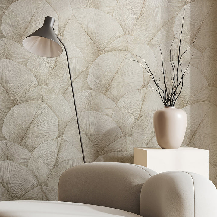 Високоустойчив Тапет Големи листа Кремаво Кумано