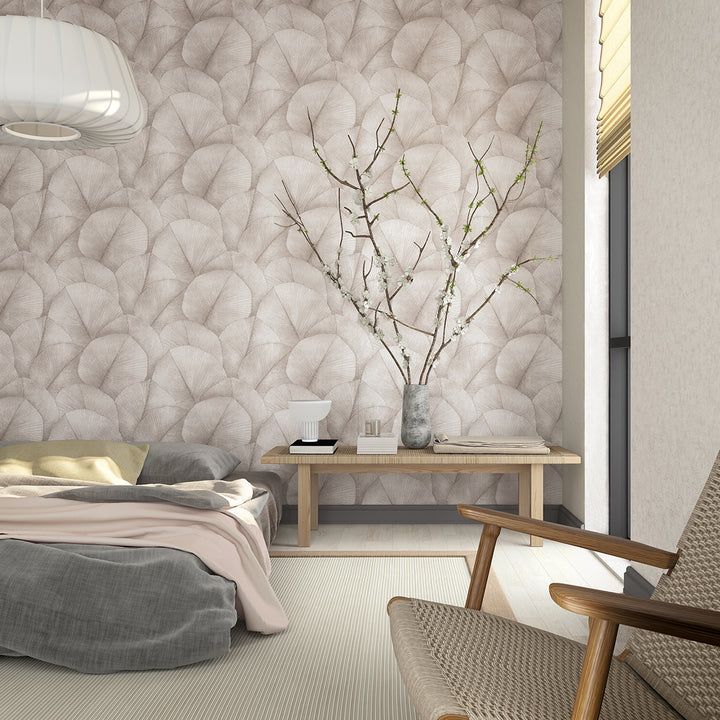 Високоустойчив Тапет Големи листа Розово Кумано