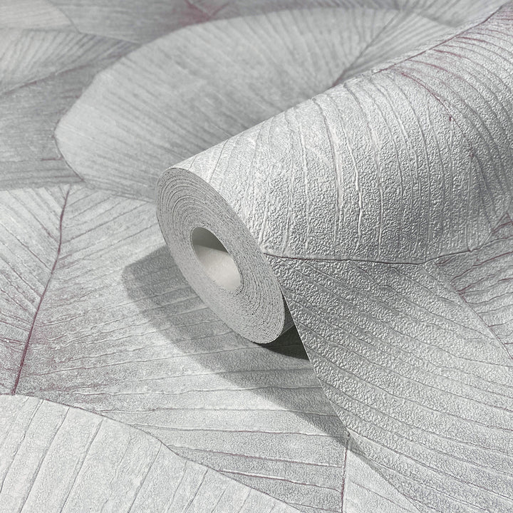 Високоустойчив Тапет Големи листа Сиво Синьо Кумано