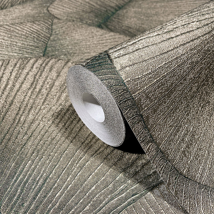 Високоустойчив Тапет Големи листа Зелено бронз Кумано