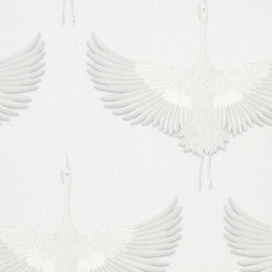 Високоустойчив Тапет Жерави Плат бяло Кумано