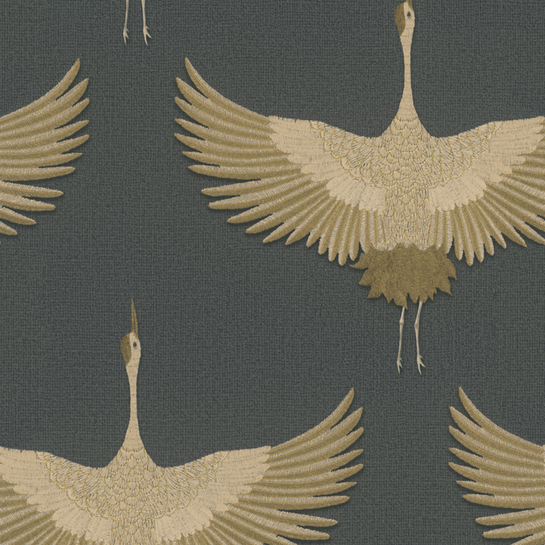 Високоустойчив Тапет Жерави Плат черно Кумано