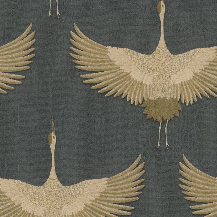 Високоустойчив Тапет Жерави Плат черно Кумано