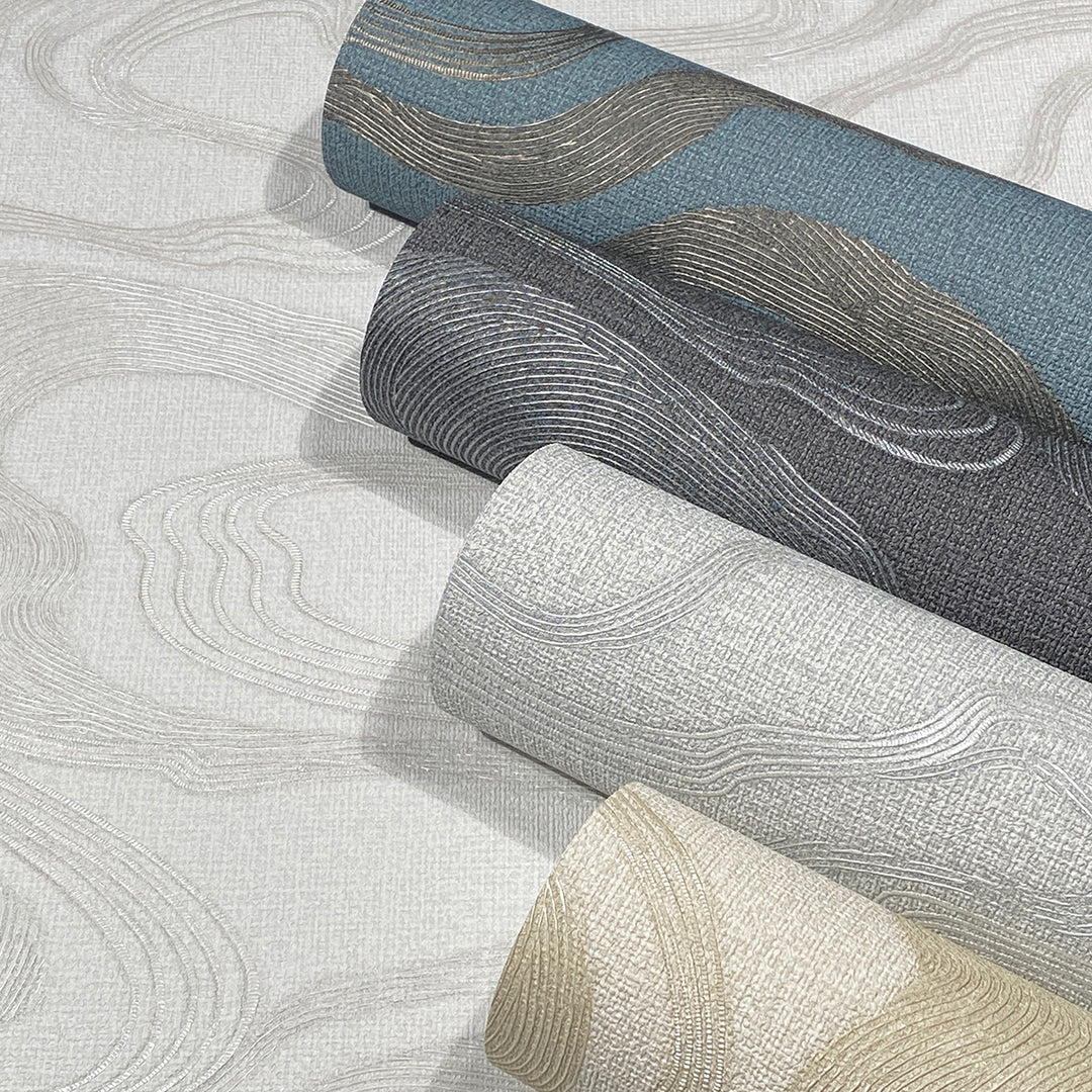 Високоустойчив Тапет Ивици Плат бяло Кумано