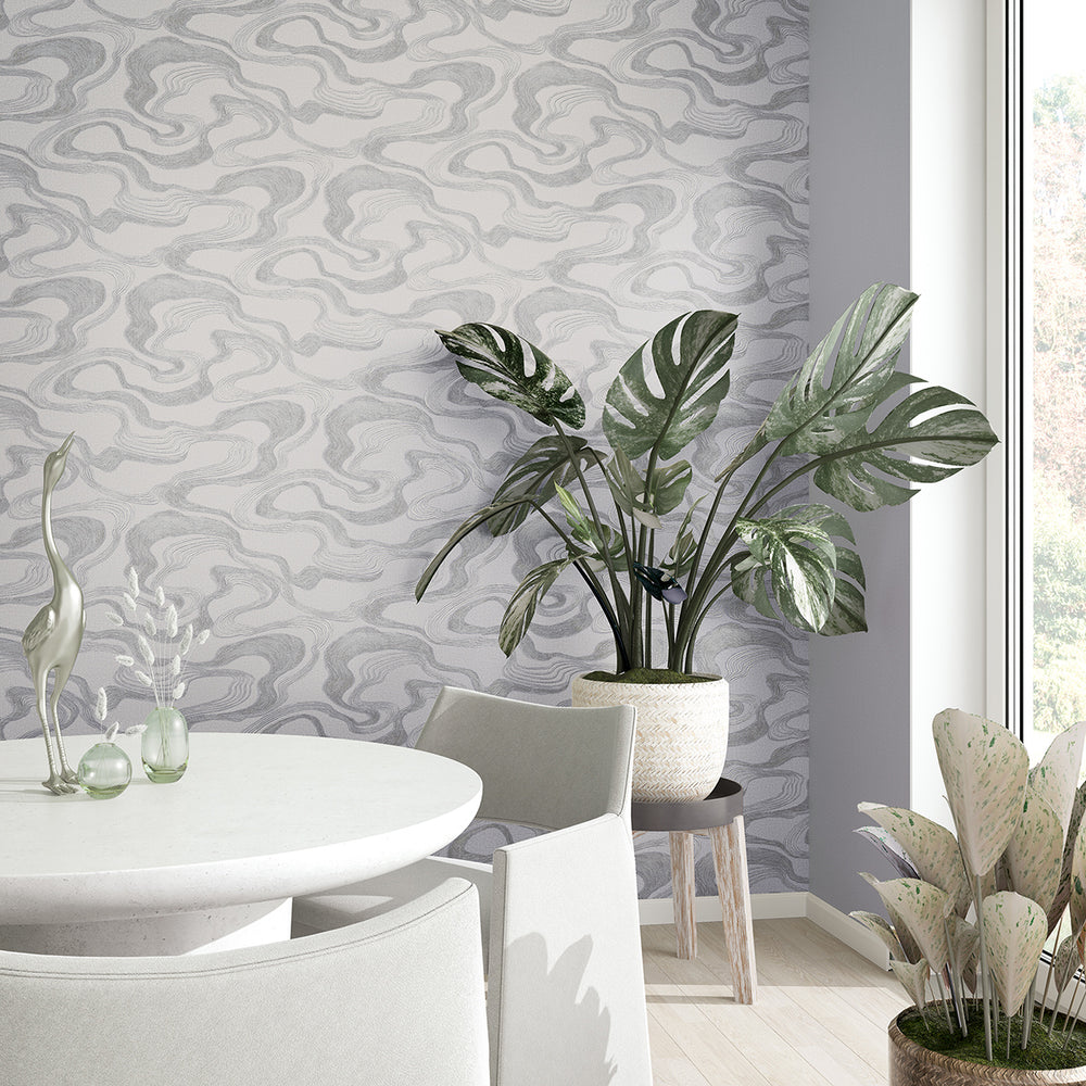 Високоустойчив Тапет Ивици Плат сиво Кумано