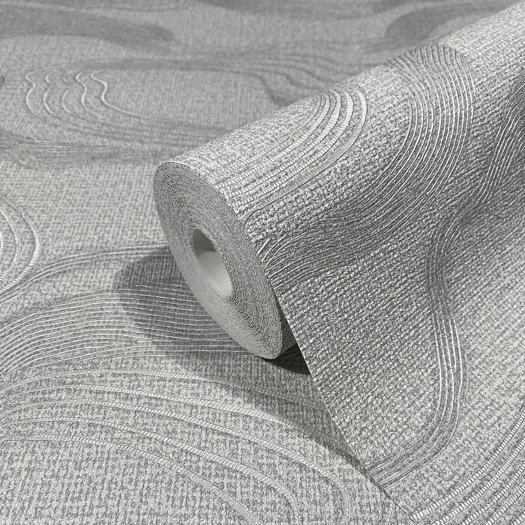 Високоустойчив Тапет Ивици Плат сиво Кумано