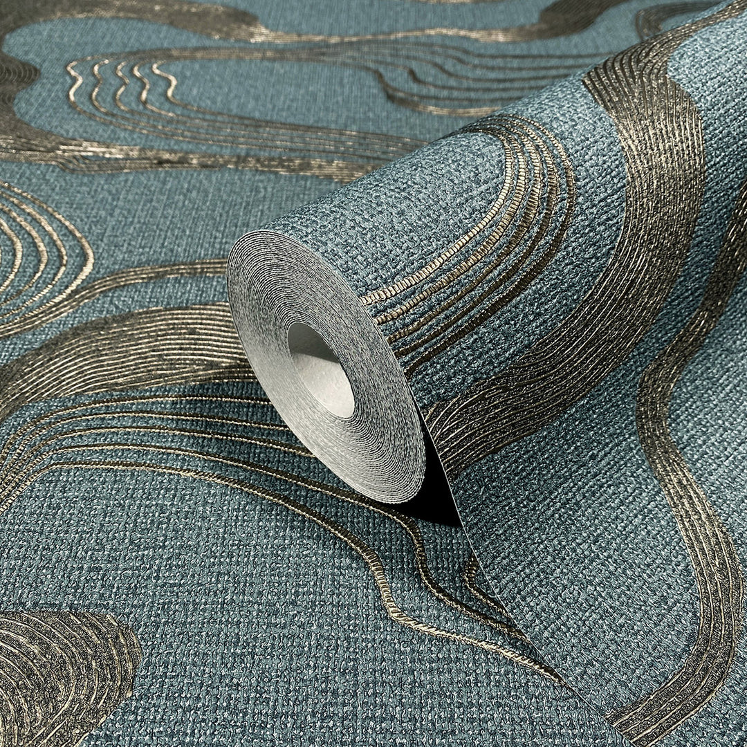 Високоустойчив Тапет Ивици Плат синьо Кумано