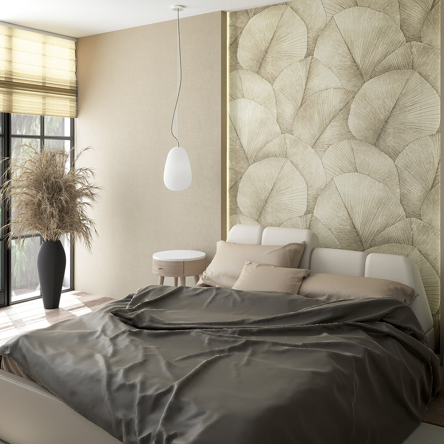 Високоустойчив Тапет-Пано Големи листа Бежово 4ч. Кумано