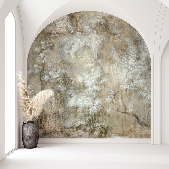 Тапет-Пано Сиви Винтидж цветя Бежово 3.18х2.7 м City Romance