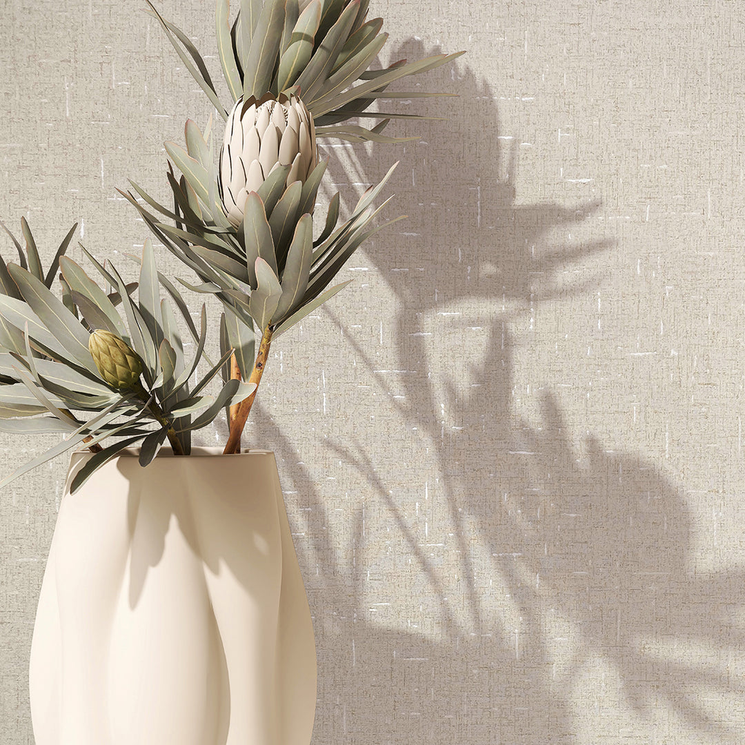 Луксозен текстилен ефект Тапет Едноцветен Бежово плат City Romance