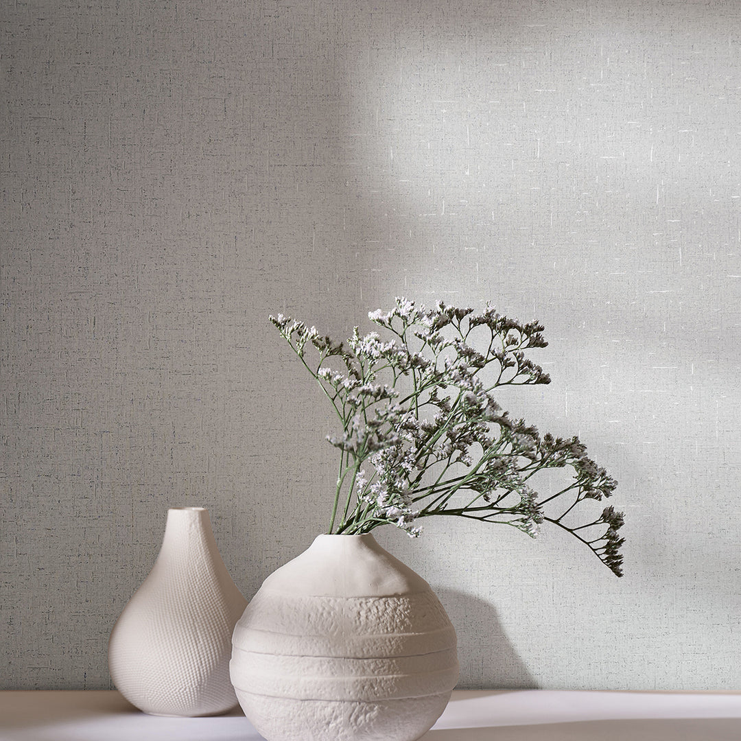 Луксозен текстилен ефект Тапет Едноцветен Сребърно беж плат City Romance