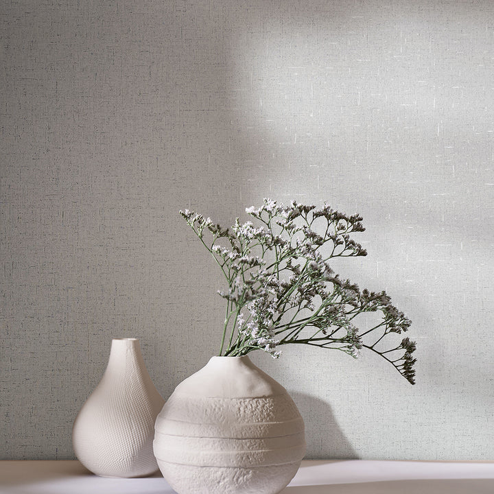 Луксозен текстилен ефект Тапет Едноцветен Сребърно беж плат City Romance