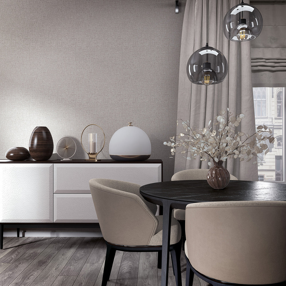 Луксозен текстилен ефект Тапет Едноцветен Сиво сребърно плат City Romance