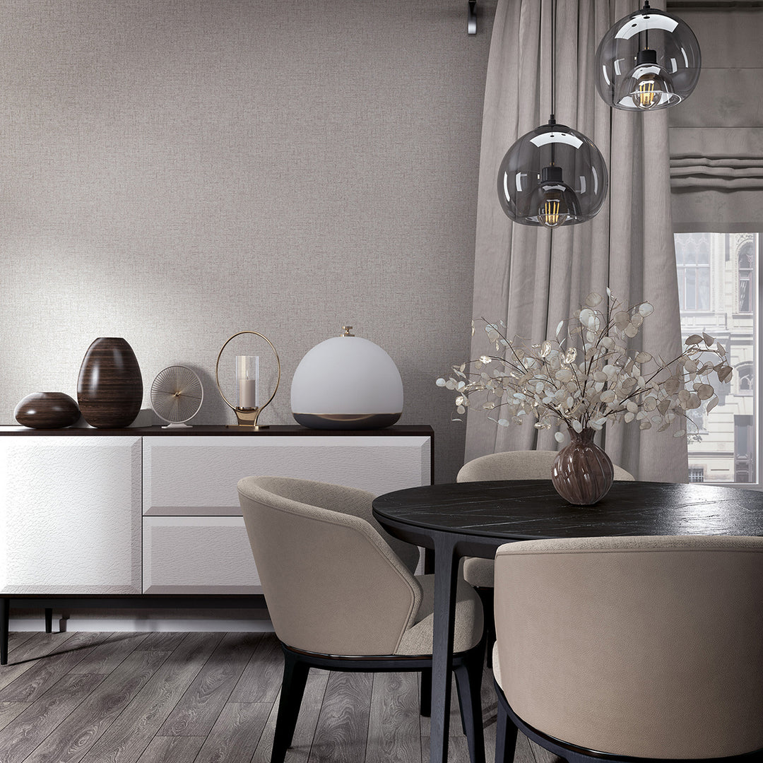 Луксозен текстилен ефект Тапет Едноцветен Сиво сребърно плат City Romance