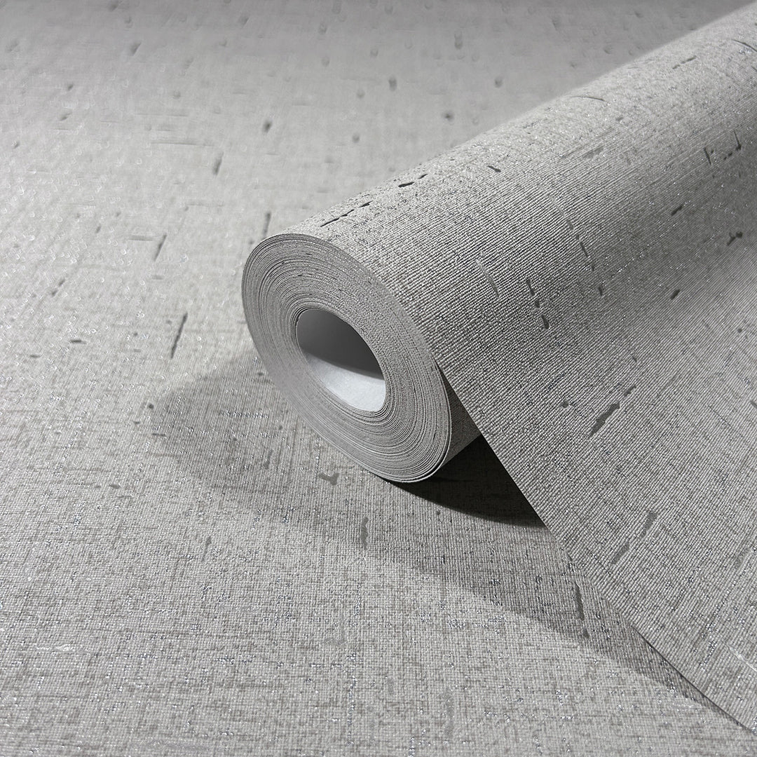 Луксозен текстилен ефект Тапет Едноцветен Сиво сребърно плат City Romance